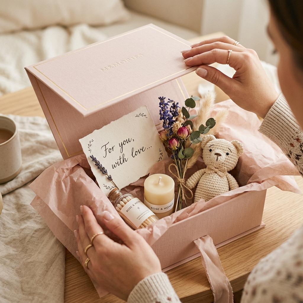 Memory box being opened with handwritten note
